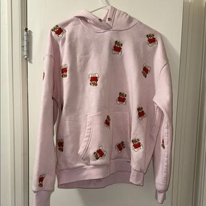 Pink faded rose size small embroidered teddy bear sweat shirt